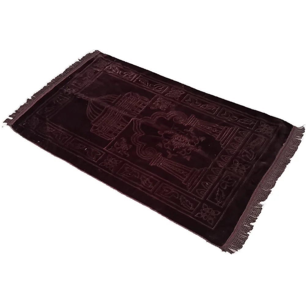 Tapis de prière Sajjadah Broderie islamique Musulman Tassel Tapisserie Décoration Janamaz Eid Cadeau Super Doux Mince Tapis de prière 110x65cm