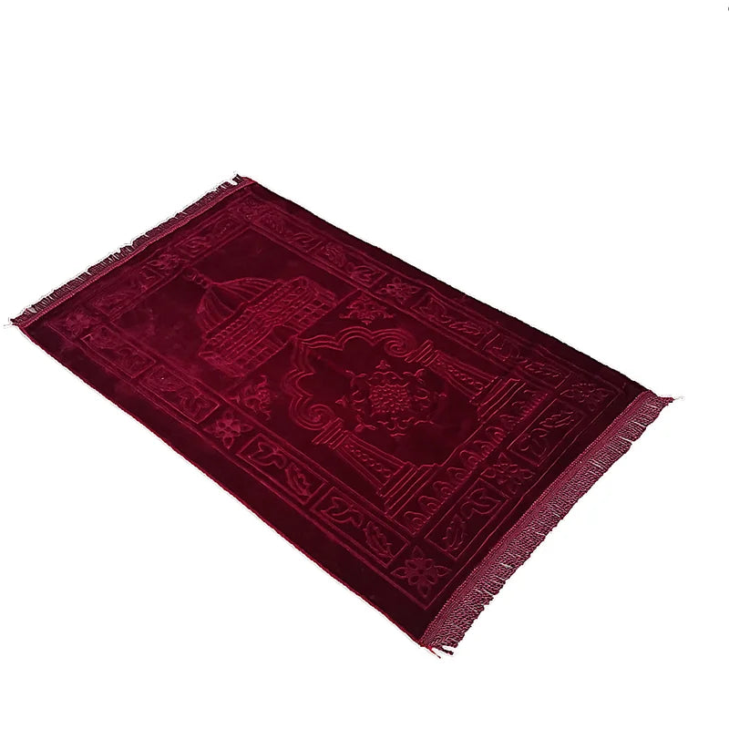 Tapis de prière Sajjadah Broderie islamique Musulman Tassel Tapisserie Décoration Janamaz Eid Cadeau Super Doux Mince Tapis de prière 110x65cm