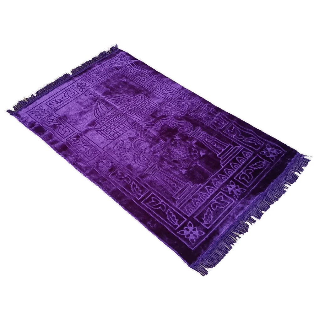 Tapis de prière Sajjadah Broderie islamique Musulman Tassel Tapisserie Décoration Janamaz Eid Cadeau Super Doux Mince Tapis de prière 110x65cm