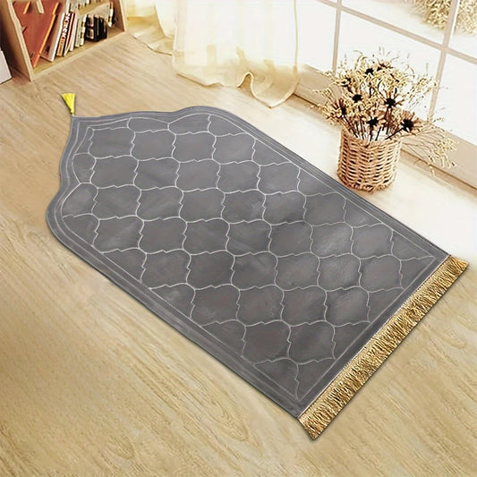 Tapis de prière épaissi en peluche avec tapis de prière irrégulier en flanelle à pampilles