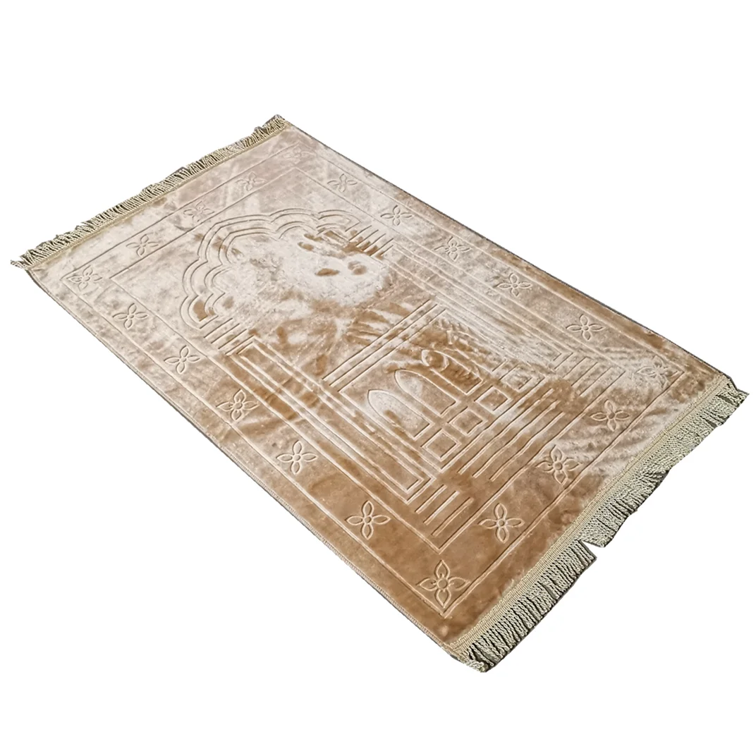 Tapis de prière Sajjadah Broderie islamique Musulman Tassel Tapisserie Décoration Janamaz Eid Cadeau Super Doux Mince Tapis de prière 110x65cm